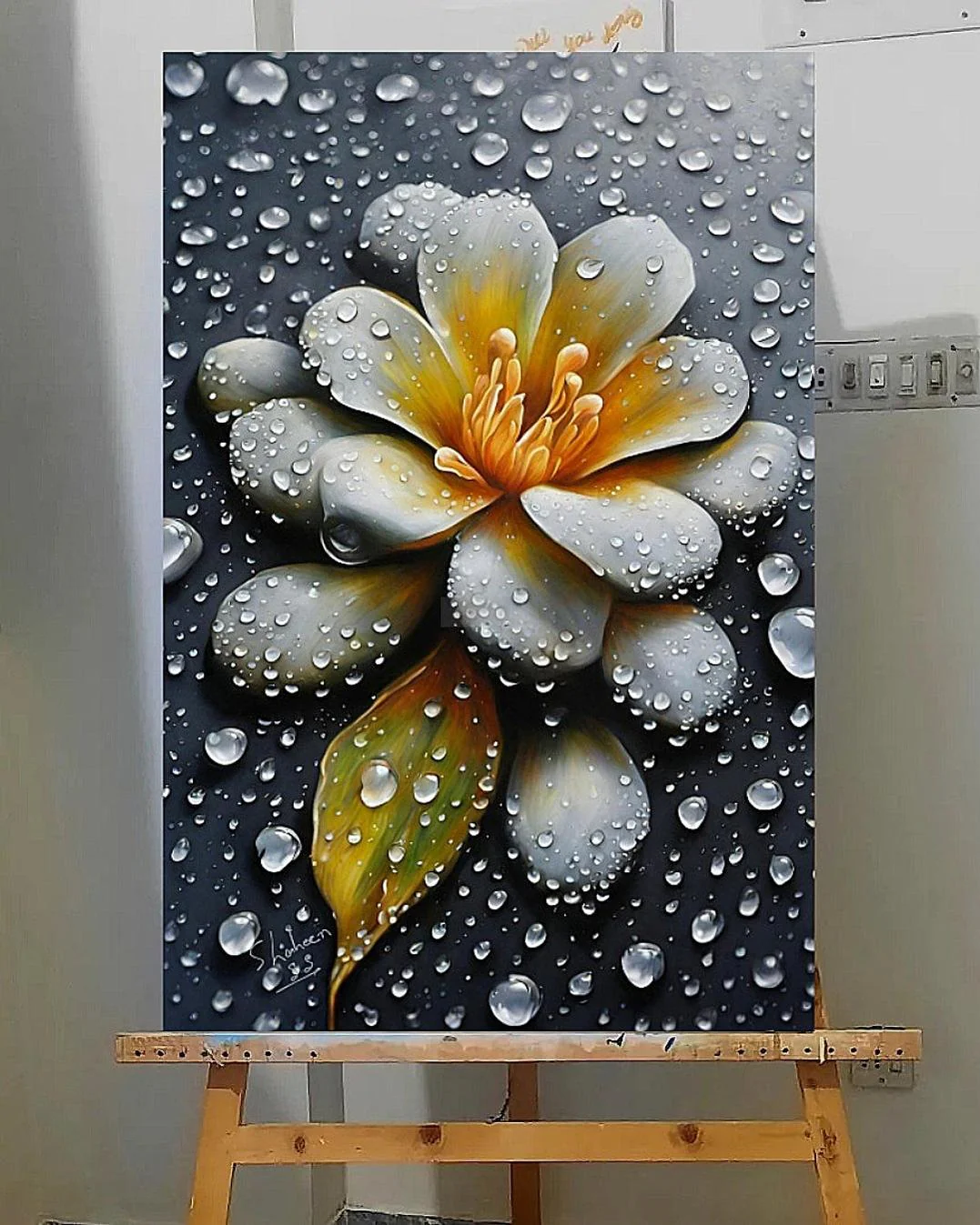Flower in the Rain | Handmade Painting | Oil on Canvas | Wall Decor