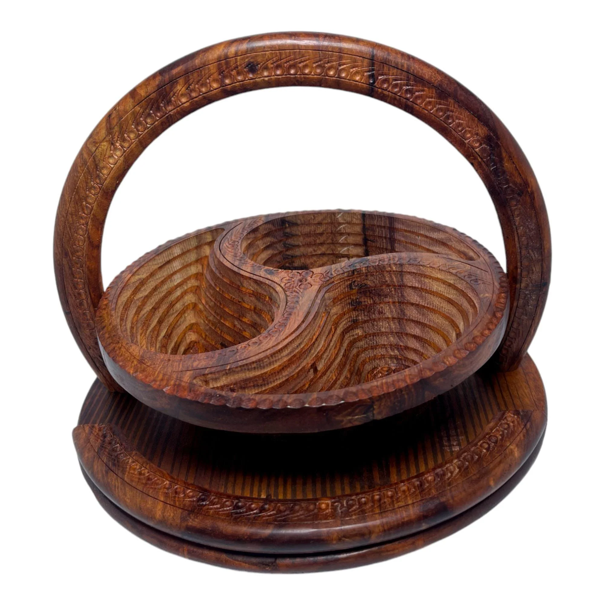 Round Shape 3 Portion Foldable Basket