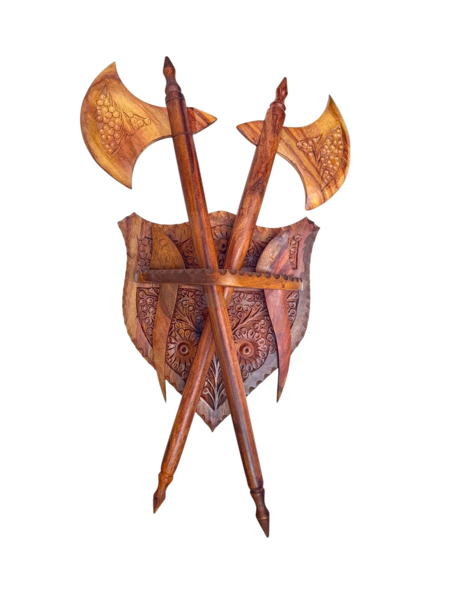 Hand-Carved Wooden Hatchet Wall Decor | Rustic Axe Wall Hanging | Vintage-Style Wooden Axe Ornament | Traditional Handcrafted Wall Art Piece