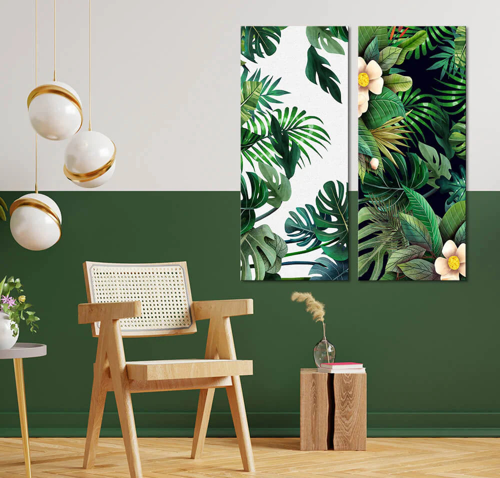 Tropical Palm Leaves Art (2 Panel) Floral Wall Art