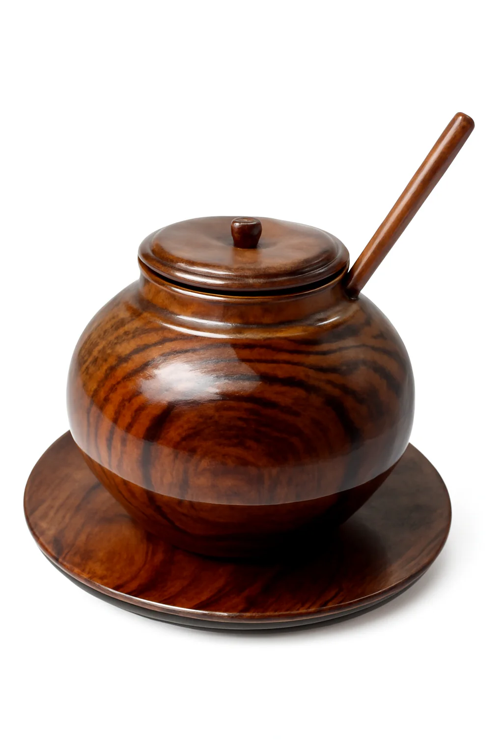 Handmade Wooden Sugar Pot with Spoon and Lid - Rustic Sugar Jar, Natural Spice Container, Eco-Friendly Kitchen Storage, Perfect for Honey & Jam