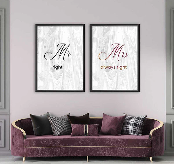 Mr & Mrs Right (2 Panel) Couple Wall Art