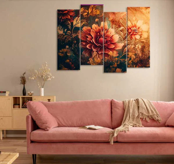 Floral Artwork Illustration (4 Panel) Floral Wall Art