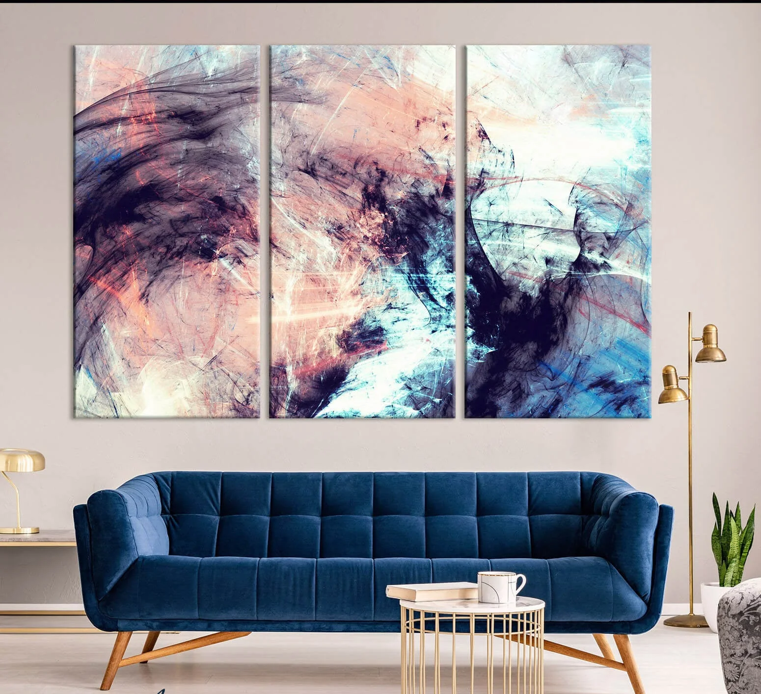 Pink Haze (3 Panel) Abstract Wall Art
