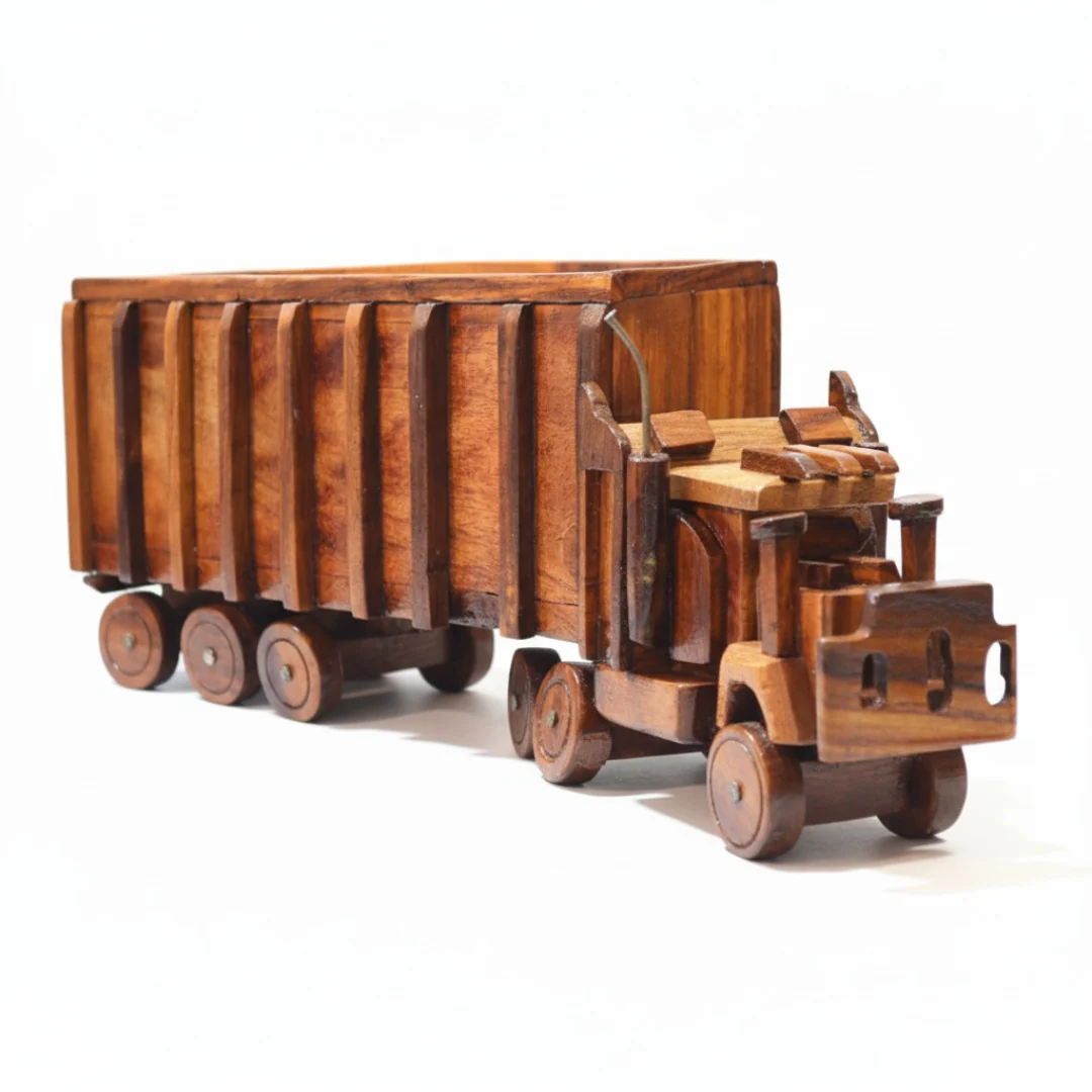 Handcrafted Wooden Toy Truck �C Eco Friendly Handmade Wooden Cargo Vehicle, Vintage Style Toy & Decorative Showpiece for Kids