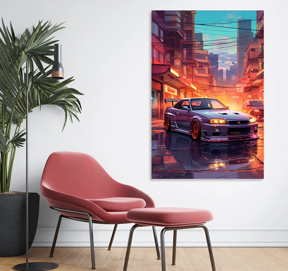 Abstract Artwork Of A Car With Aesthetic Background (Single Panel) Car