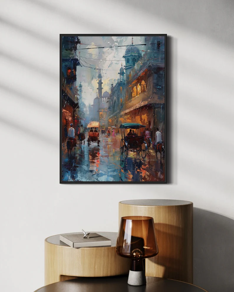 Lahore Old City, Pakistan Wall Art, Pakistan Art Print Frame, Travel Gift, Lahore Painting Print, Asia, Lahore Cityscape