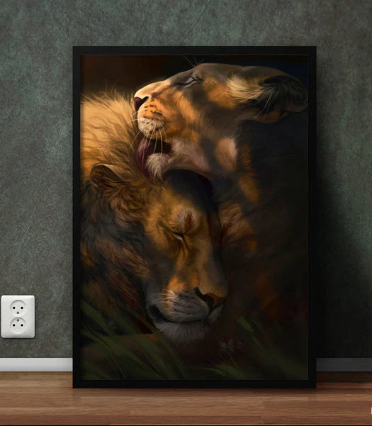 Lion,Lioness Love | Animal Poster Wall Art