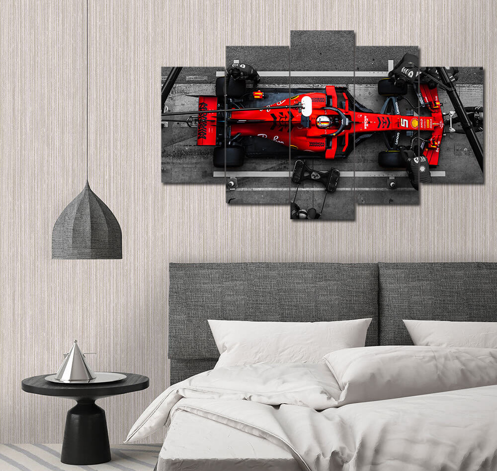 Sebastian Vettel��s Formula F1 SF90 (5 Panel) Sports Wall Art