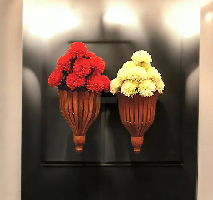 Wooden Flower Holder Set of 2