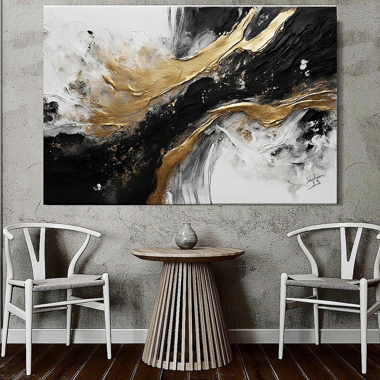 Black & White | Minimalist Textured Abstract Painting | Home Decor | Wall Decor