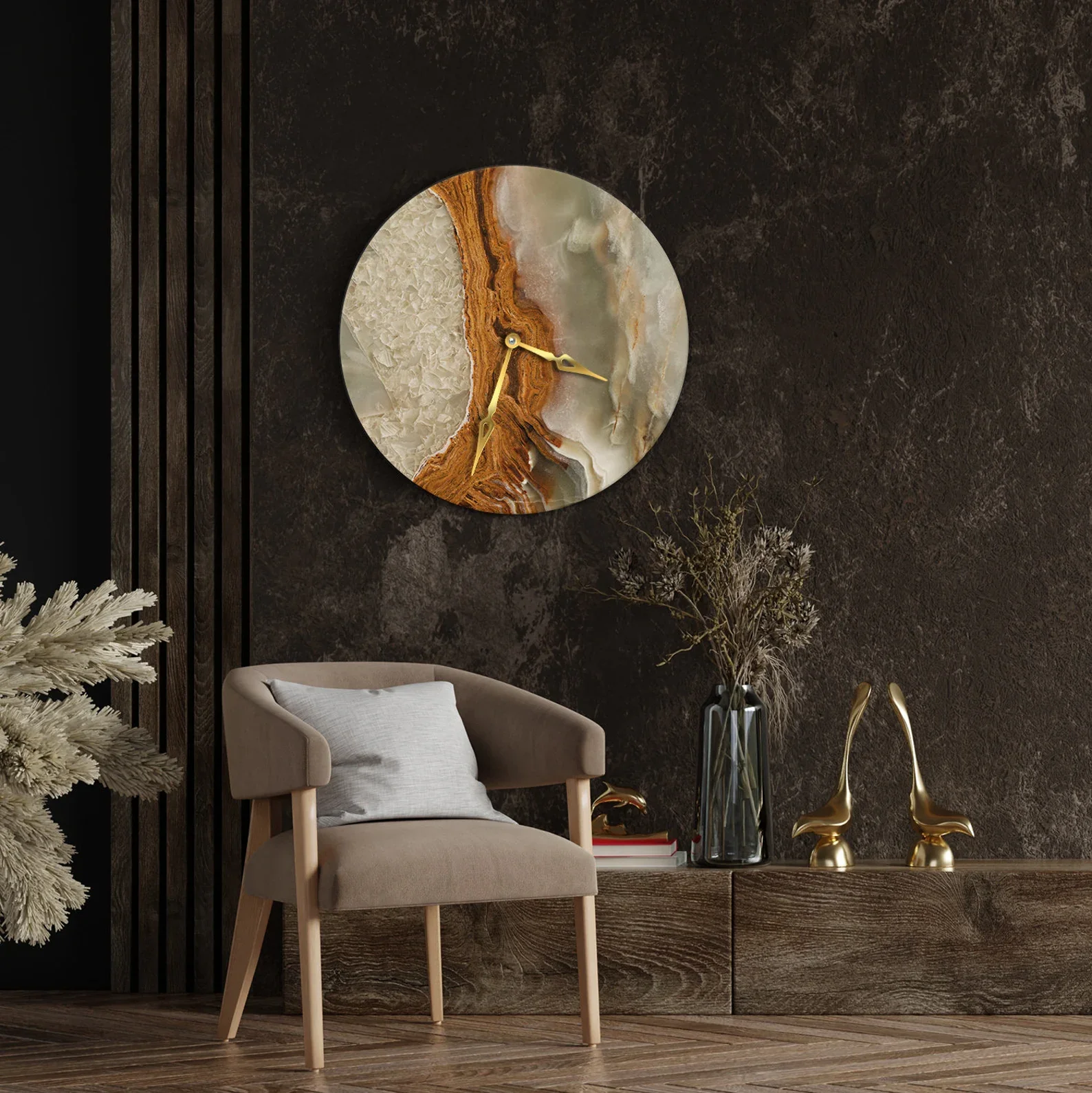 Crystal Agate Resin Wall Clock �C Unique Silent Non-Ticking Wall Clock with Elegant Agate Design, Luxury Resin Wall Clock for Modern Home and Office Decor
