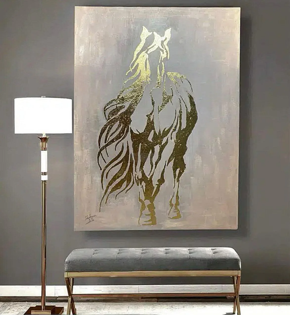 Gold Horse Painting || Gold Foil Handmade Painting | Home Decor