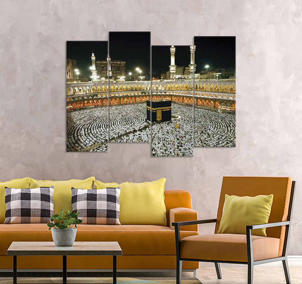 Holy Kaaba Beautiful View (4 Panel) Architecture Wall Art