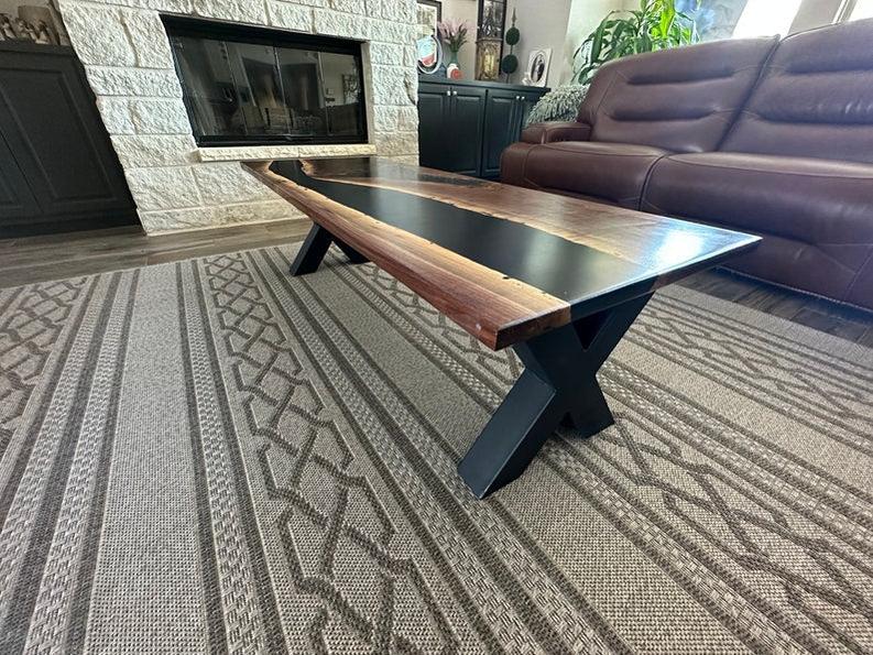 Custom  Table - Handmade Live Edge Rosewood Slab with Resin Epoxy