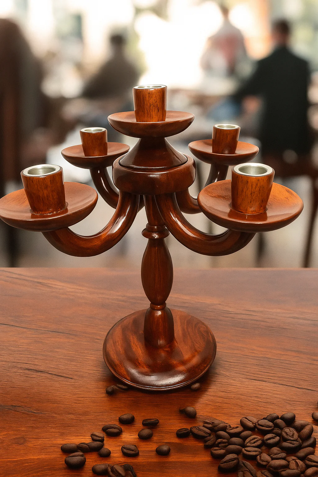 Rosewood Decorative Candle Holder for Five Candles