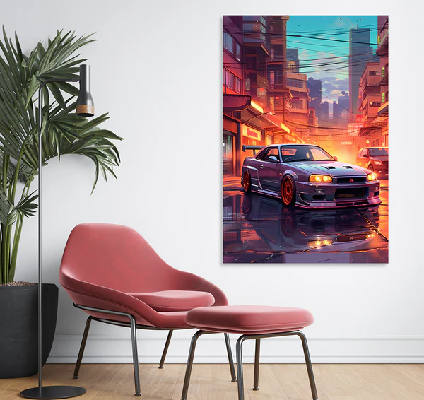 Abstract Artwork Of A Car With Aesthetic Background (Single Panel) Car