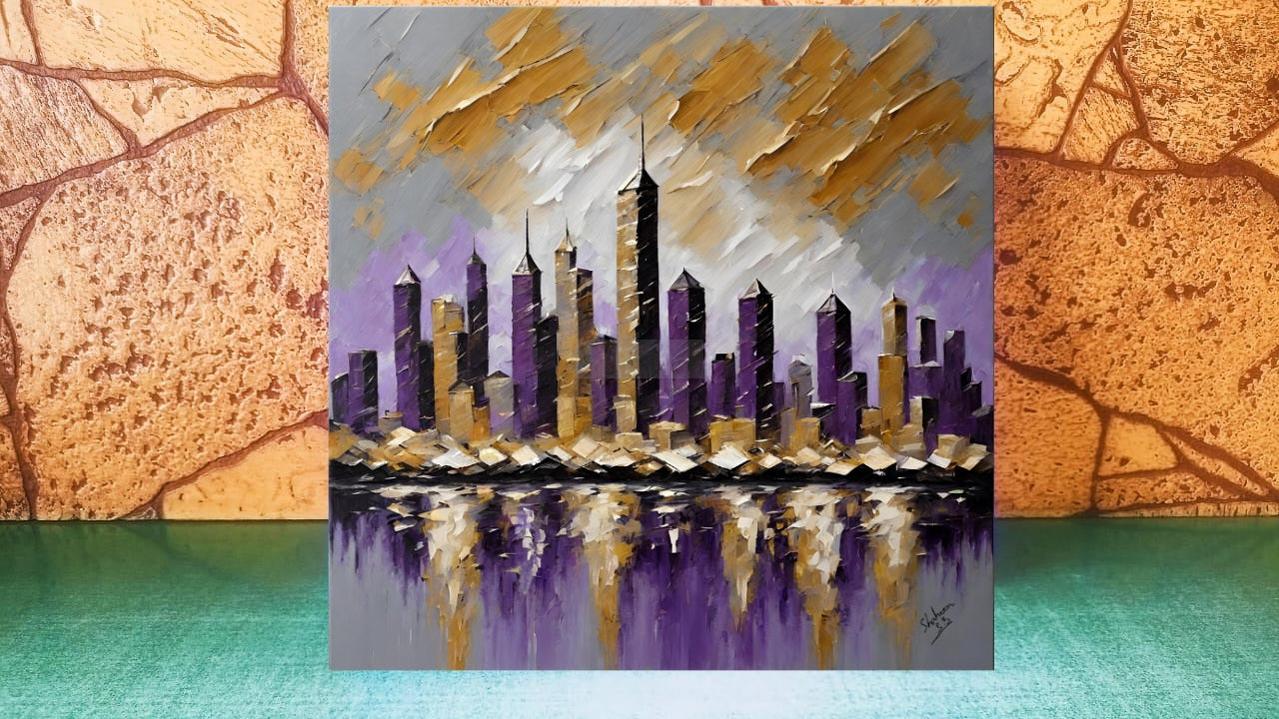 Modern Palette knife Art || Textured Cityscape Painting | Handmade Painting