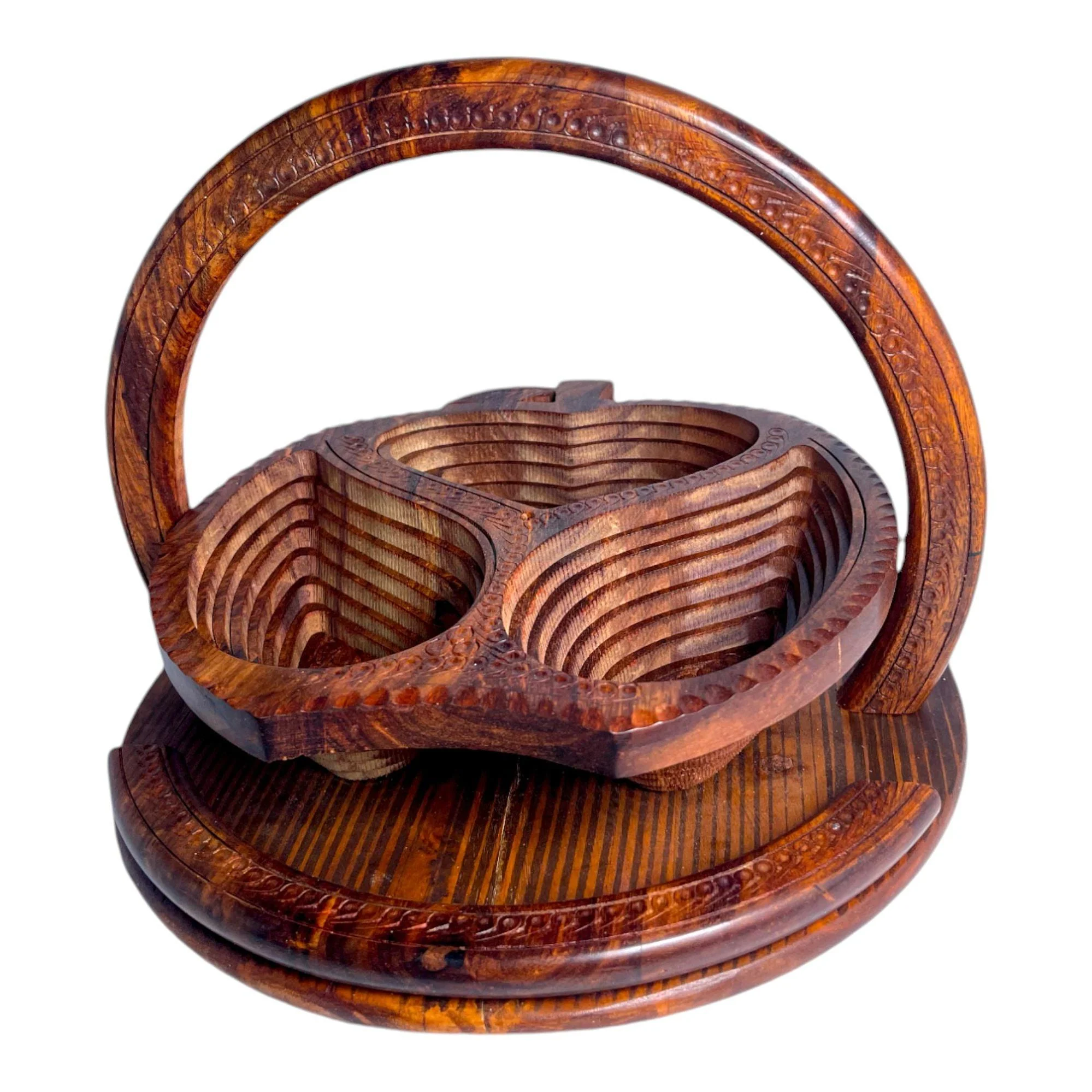 Apple Shape Round Three Portion Foldable Basket