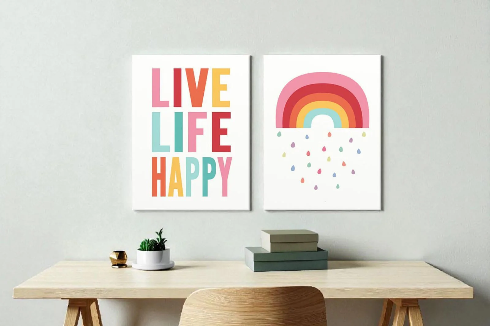 Live Life Happy (Set of 2) Nursery Poster Art