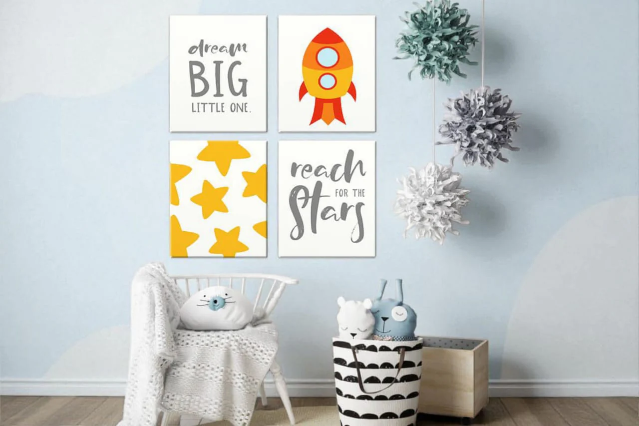 Space Rocket Adventure (Set of 4) Nursery Poster Art