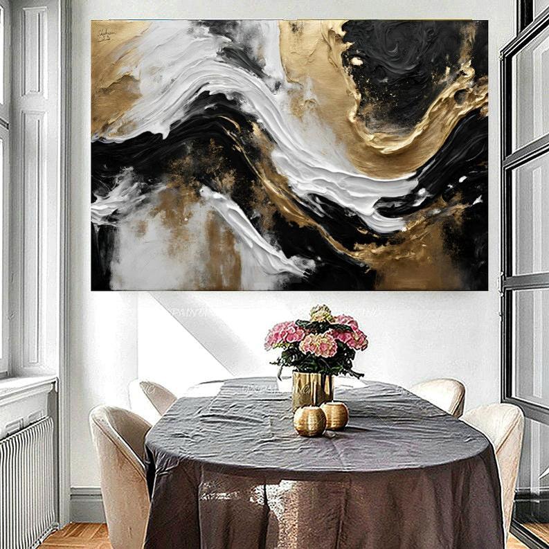 Minimal Abstract Art | Black & White | Handmade Painting | Home Decor | Wall Decor