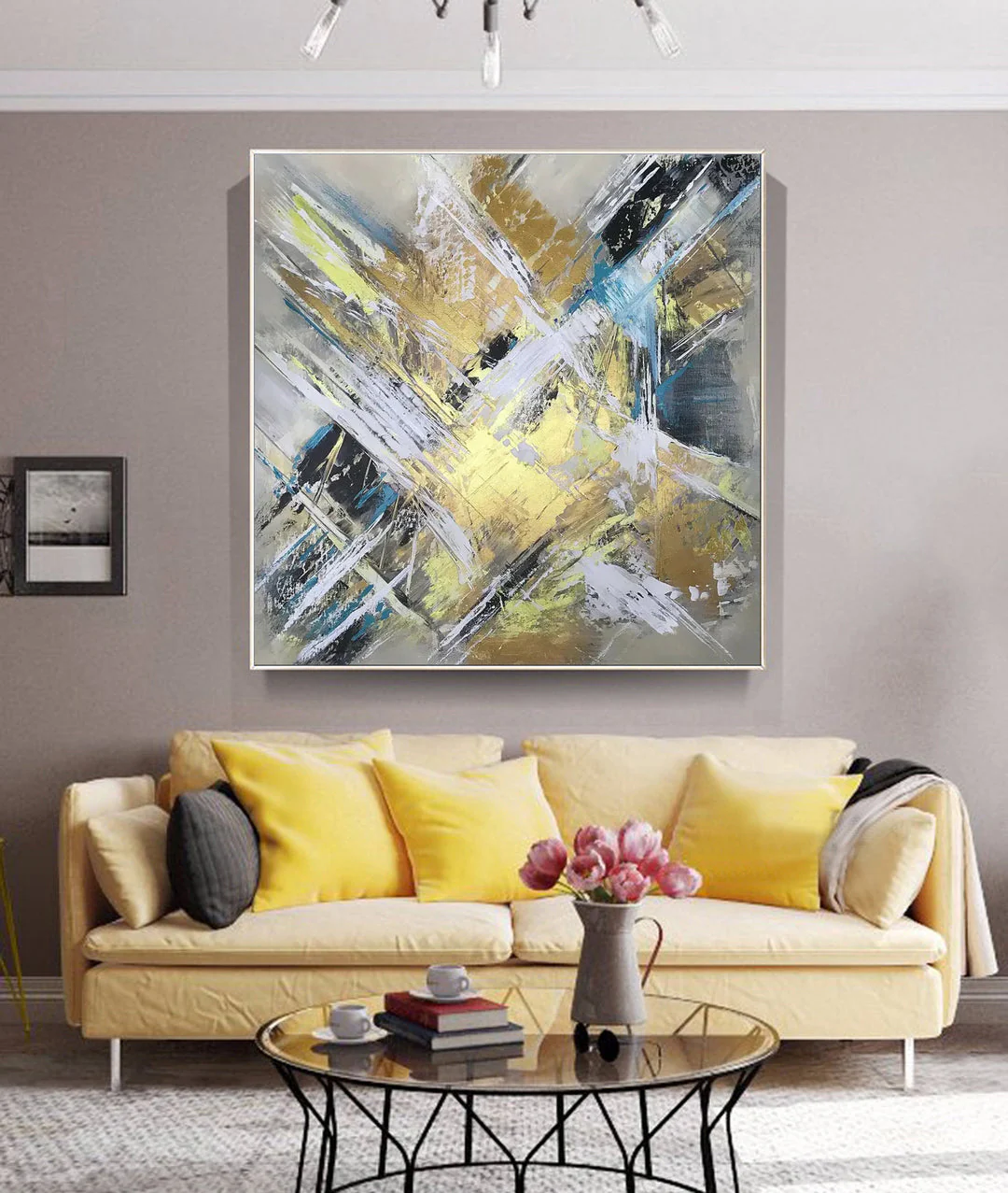 Gold Abstract Painting Large Yellow Abstract Painting