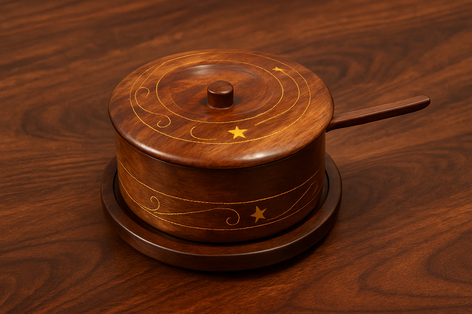 Handcrafted Rosewood Sugar Pot with Spoon