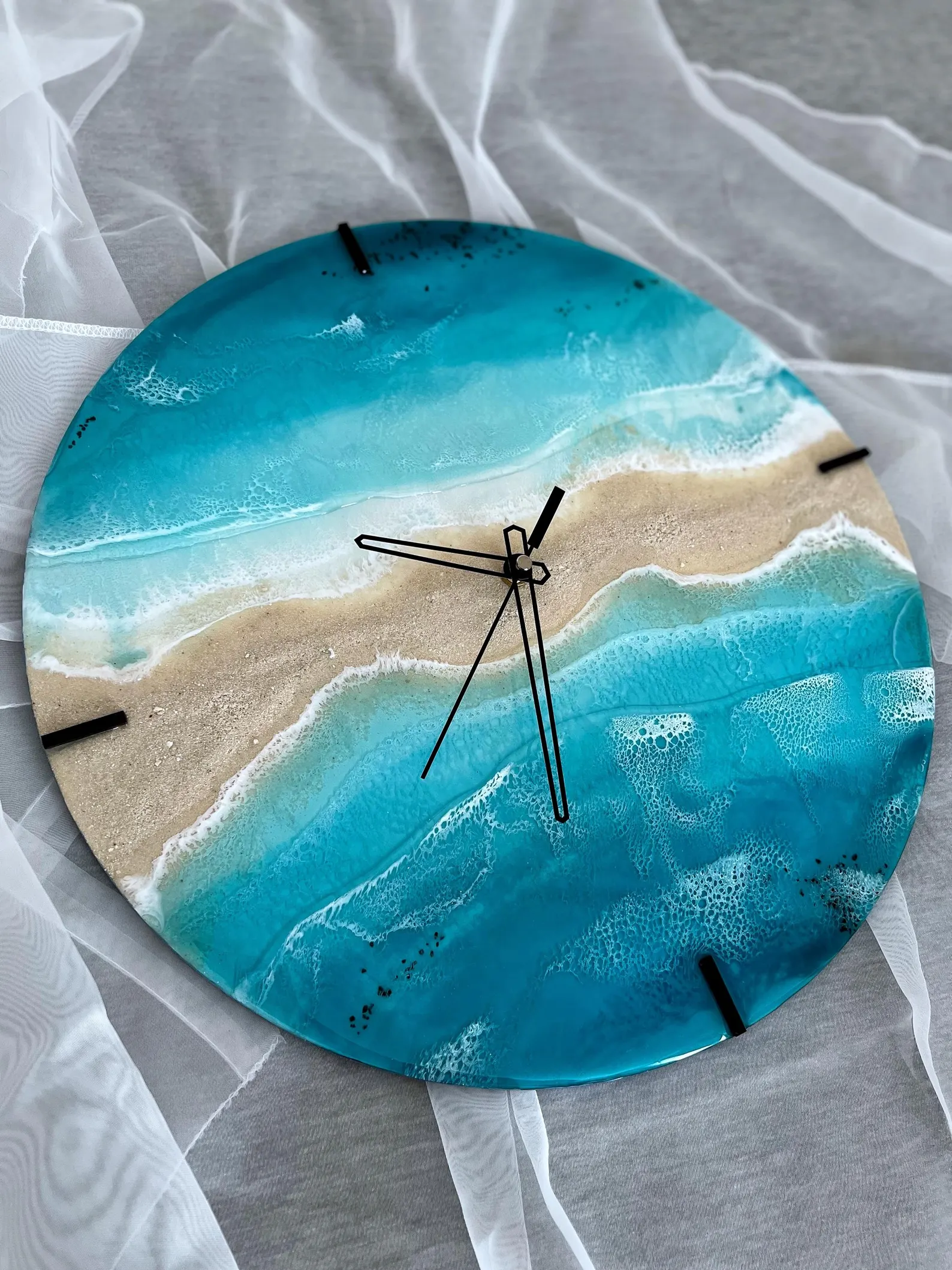 Large Handmade Resin Wall Art with Ocean and Moss Design �C Unique Nature-Inspired Resin Artwork for Modern and Rustic Interiors, Coastal Home Decor, and Luxury Wall Decoration