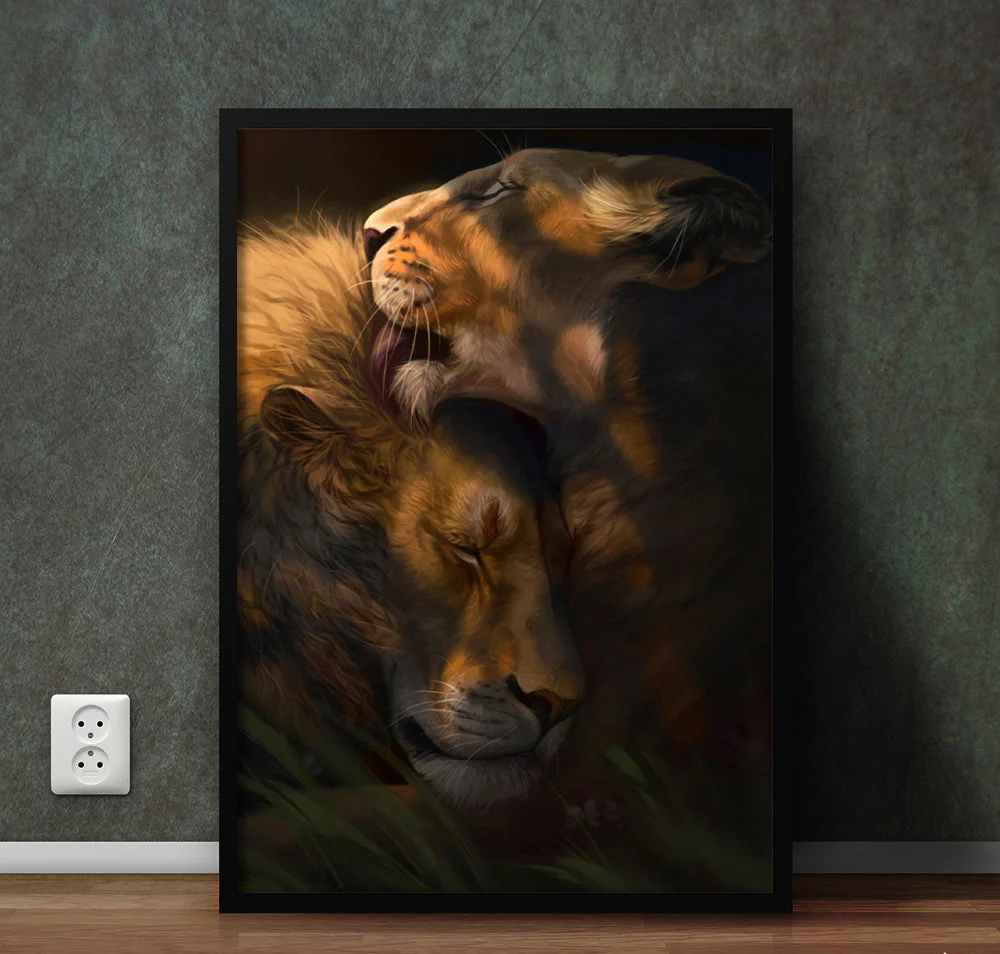 Lion,Lioness Love | Animal Poster Wall Art