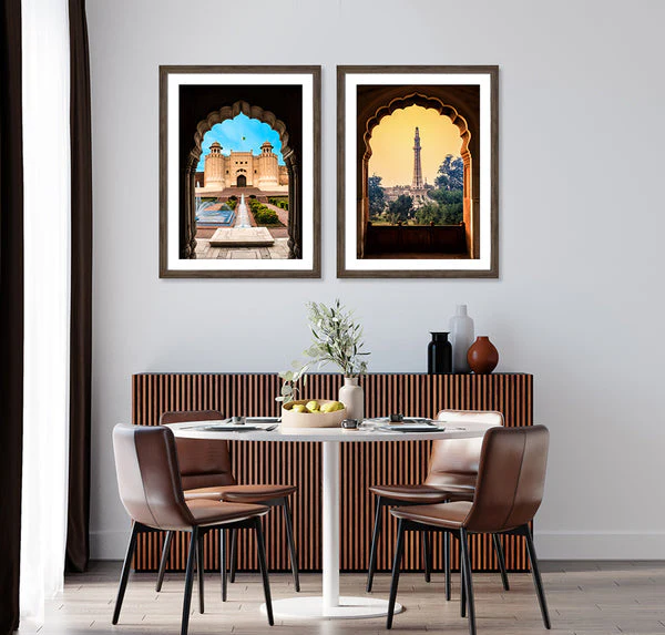 Lahore Landmarks Seen Through Arches (2 Panel) Travel Wall Art