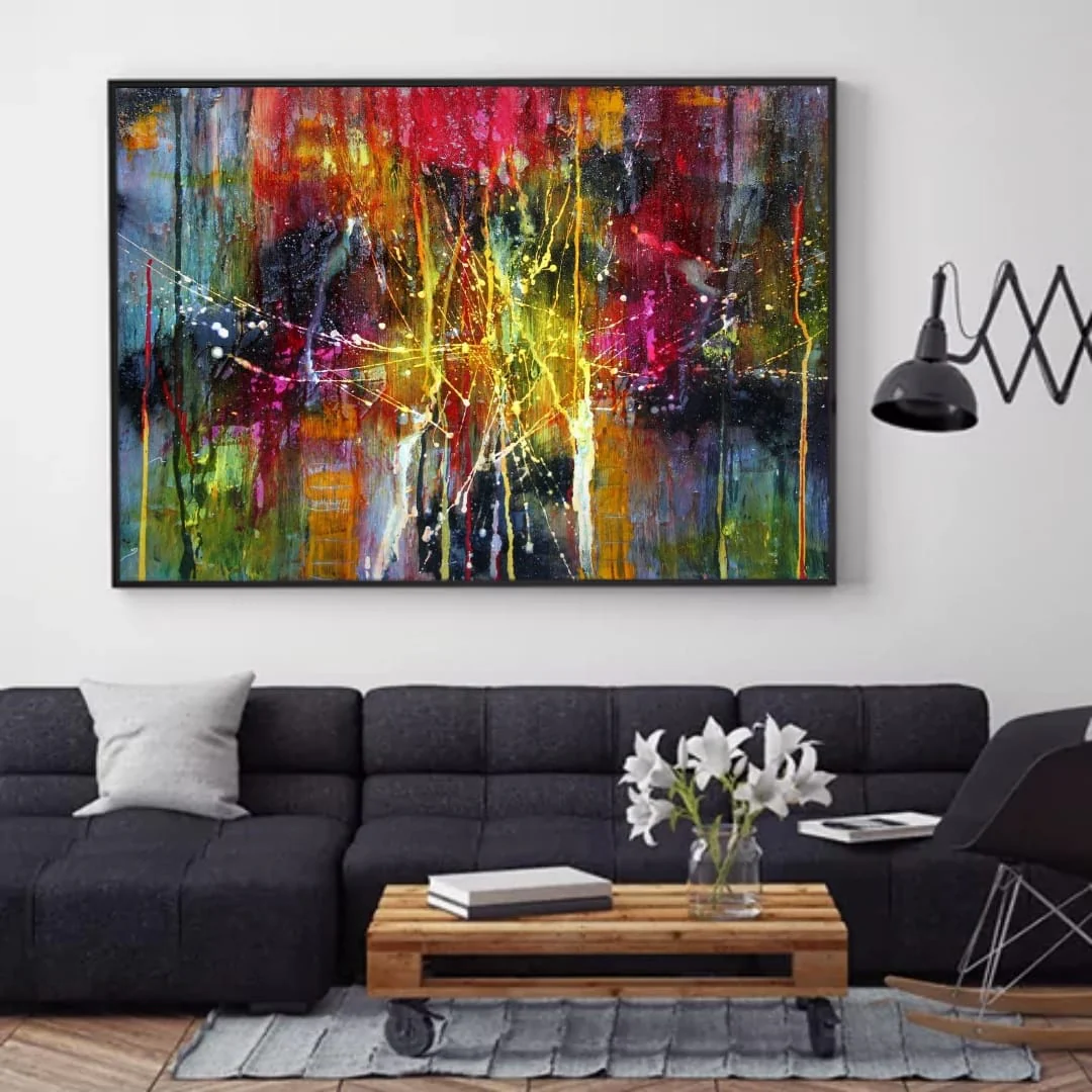 Contemporary Abstract Canvas Wall Art �C Multi-Color Digital Print �C Modern Ready-to-Hang Home Decor