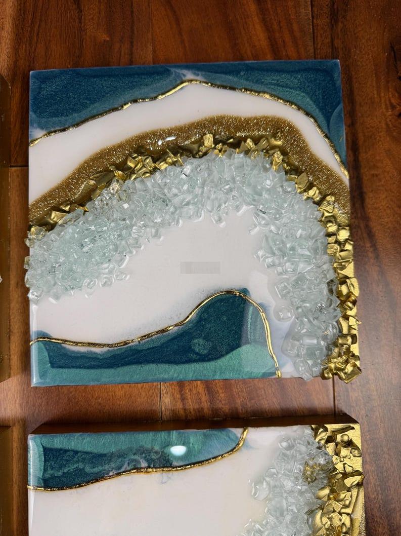 Elegant Resin Wall D��cor with Stone Accents (Set of 6)