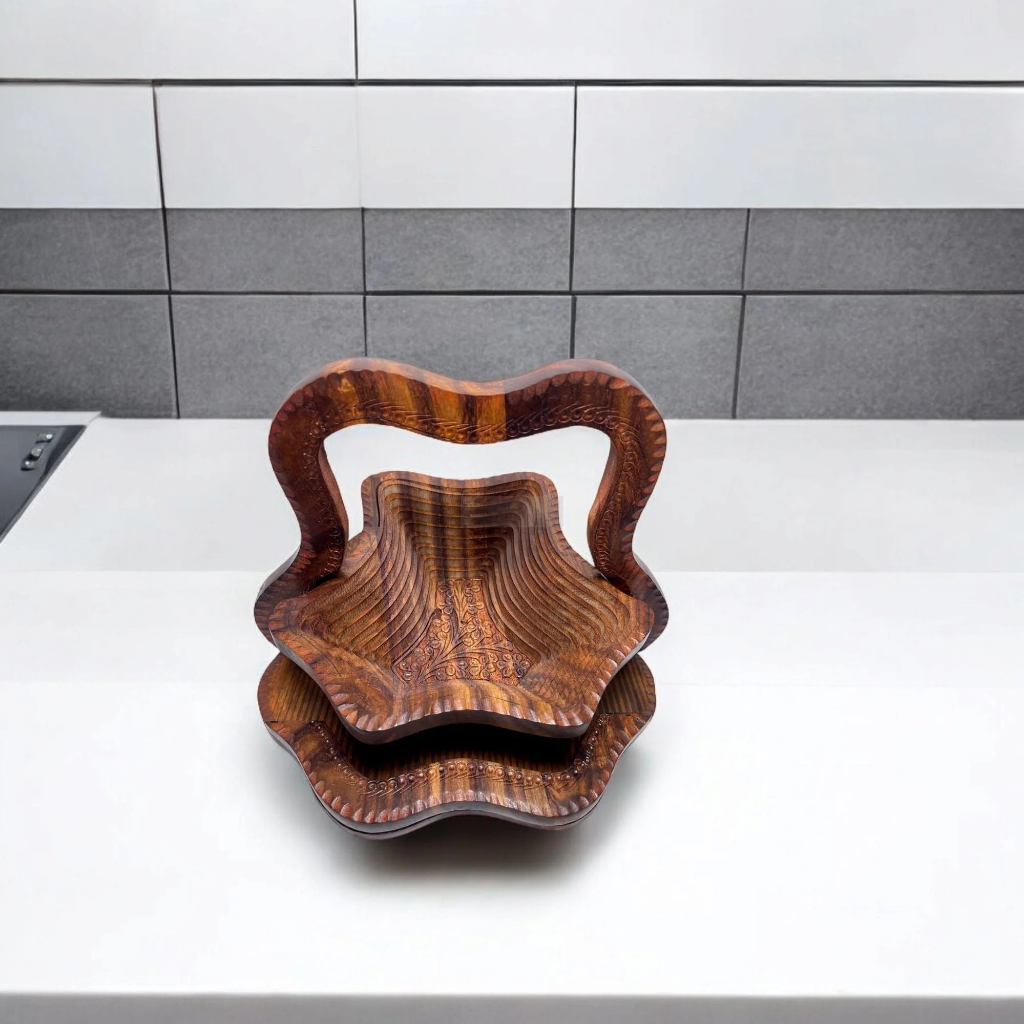 Handcrafted Rosewood Foldable Basket