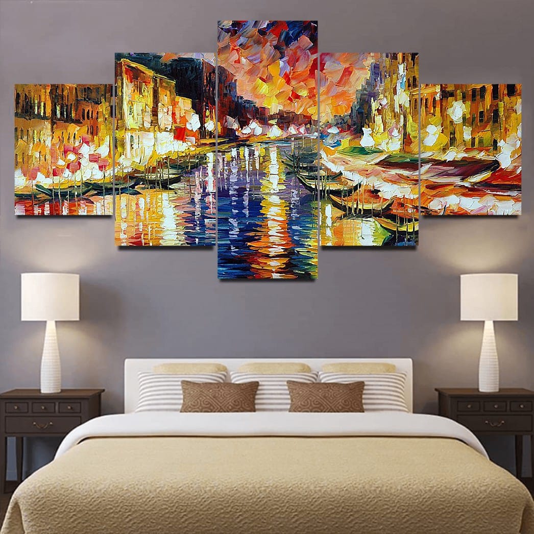 Blue & Gold Canvas Prints - Contemporary Ready-to-Hang