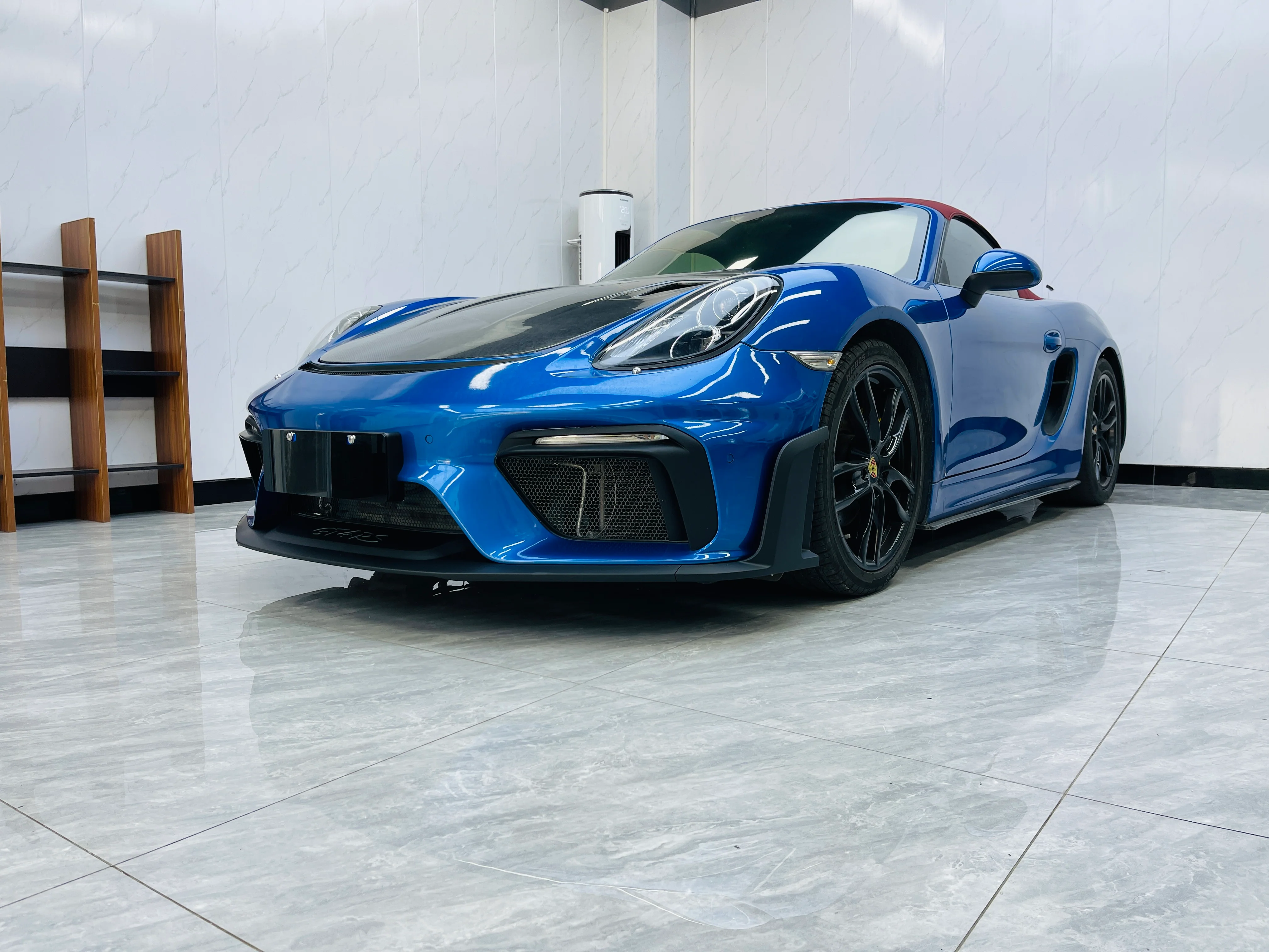 Dupont Tech GT4RS Conversion Style Front Bumper & Trim for Porsche 981 Cayman Boxster 2017-2016 PP Polypropylene / Carbon Fiber