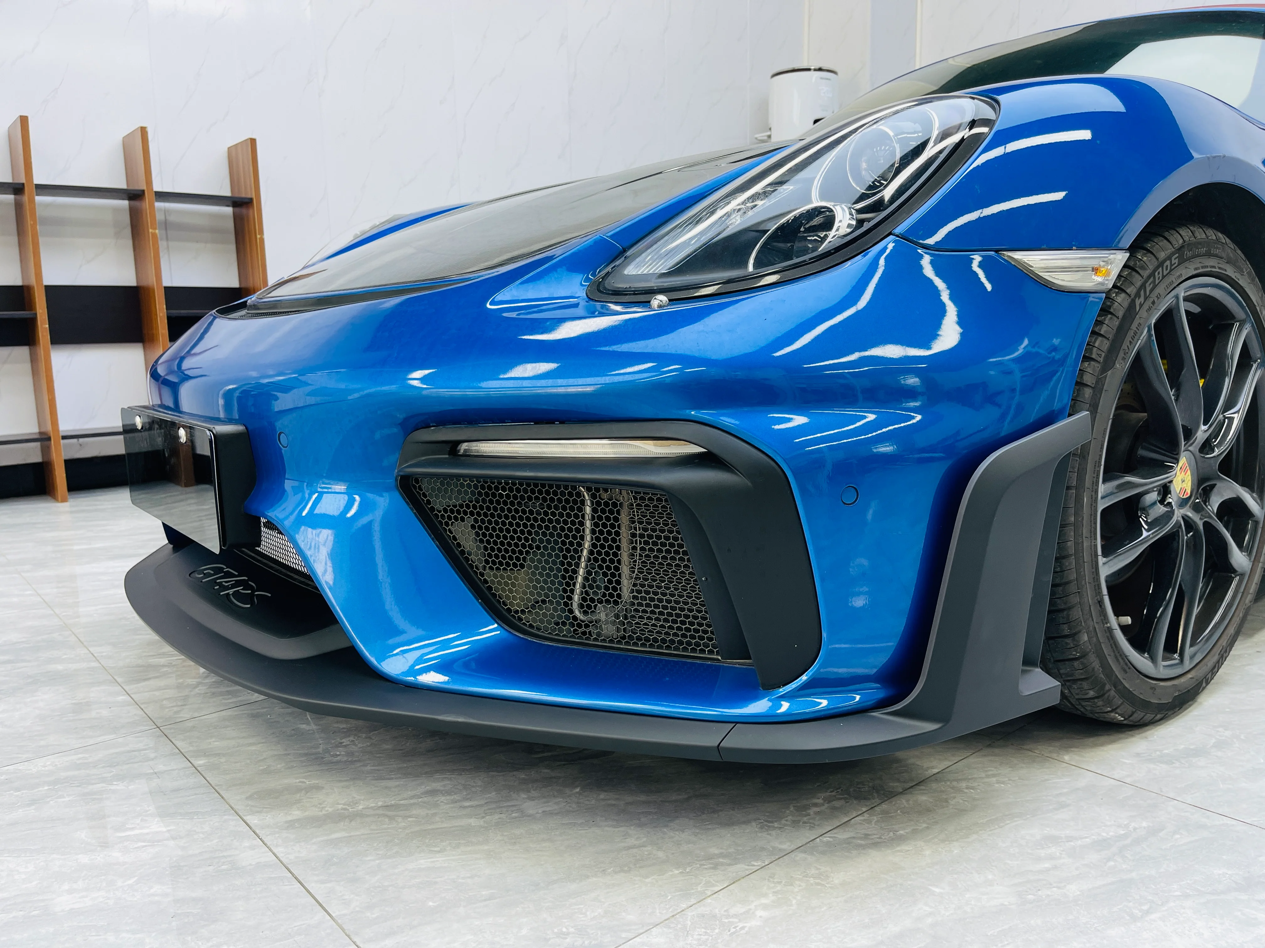 Dupont Tech Spyder Conversion Style Front Bumper & Trim for Porsche 981 Cayman Boxster 2017-2016 PP Polypropylene / Carbon Fiber