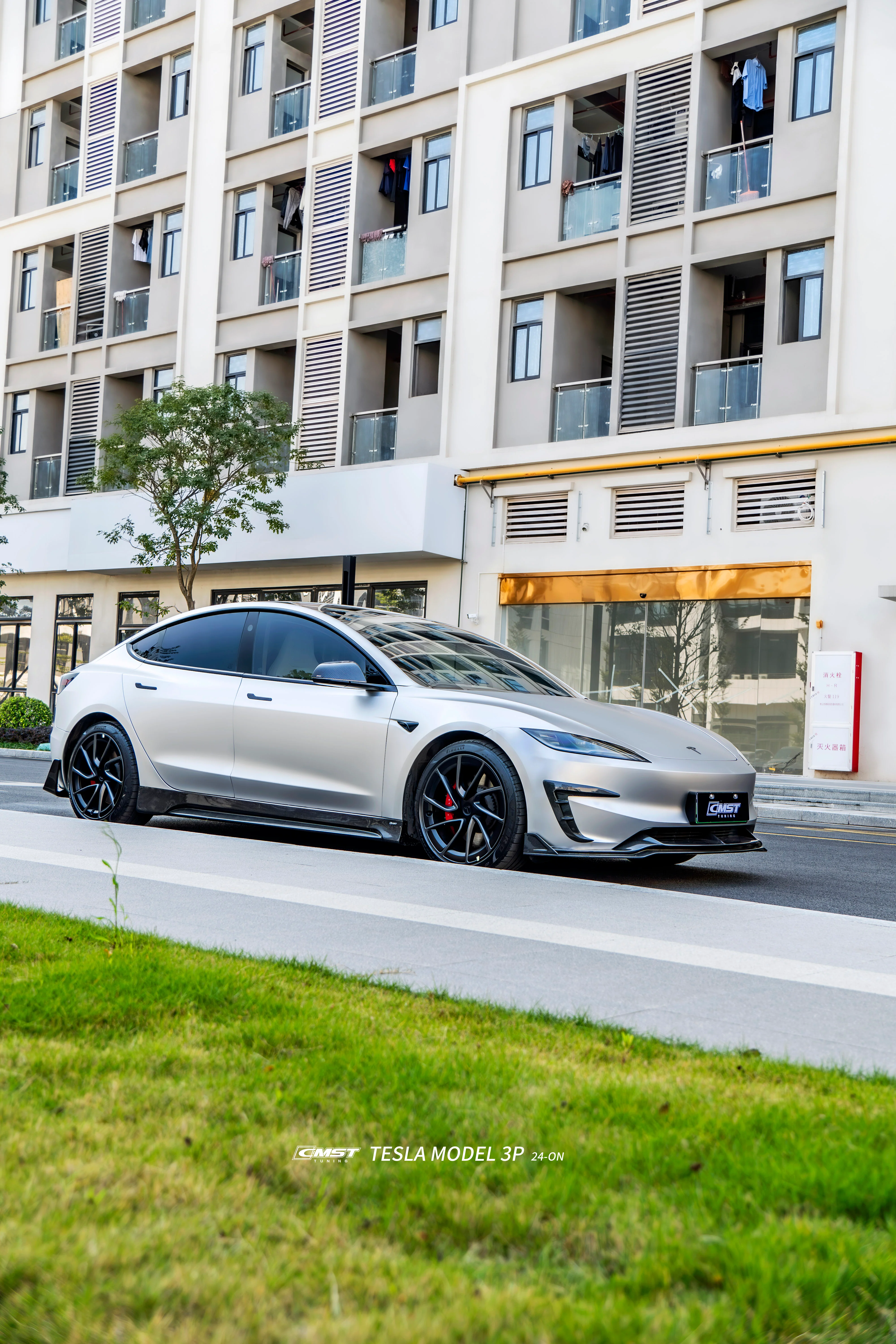 CMST Tuning V4 Front Lip for Tesla Model 3 Highland Performance 2024-ON Carbon Fiber / FRP