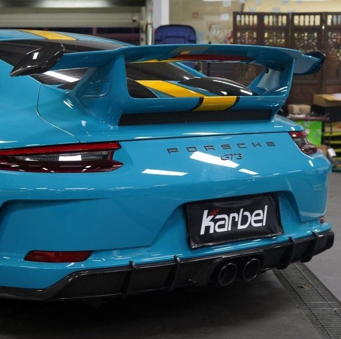 Karbel Carbon Rear Spoiler Wing Side Blades for Porsche 911 991.2 GT3 Coupe Pre-preg Carbon Fiber