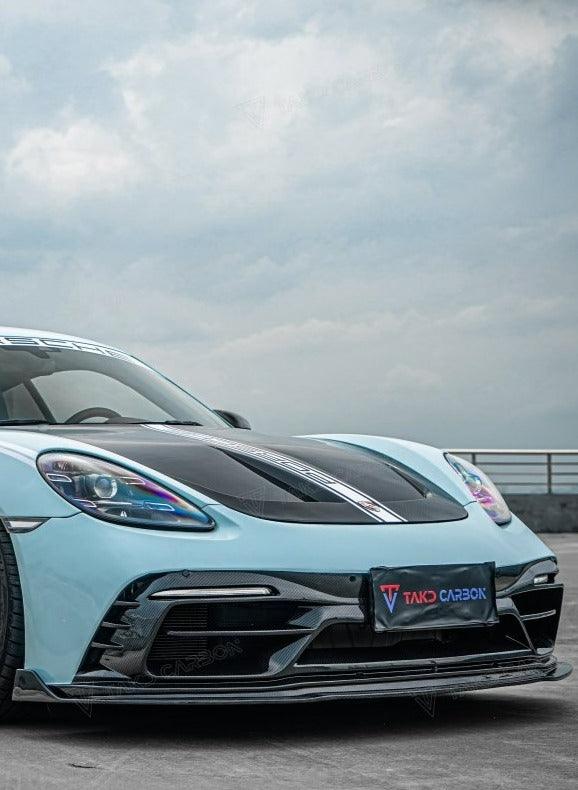 TAKD Carbon Front Bumper & Lip for Porsche 718 Boxster / Cayman Pre-preg Carbon Fiber