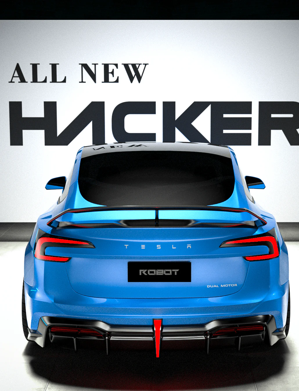 Robot Craftsman Hacker Rear Bumper & Diffuser for Tesla Model 3 Highland / Performance Carbon Fiber/FRP