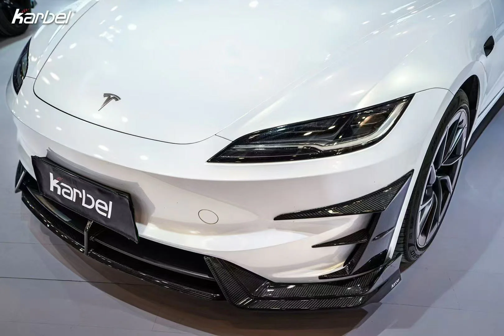 Karbel Carbon Front Lip for Tesla Model 3 Highland Performance 2024-ON Dry Pre-preg Carbon Fiber/FRP