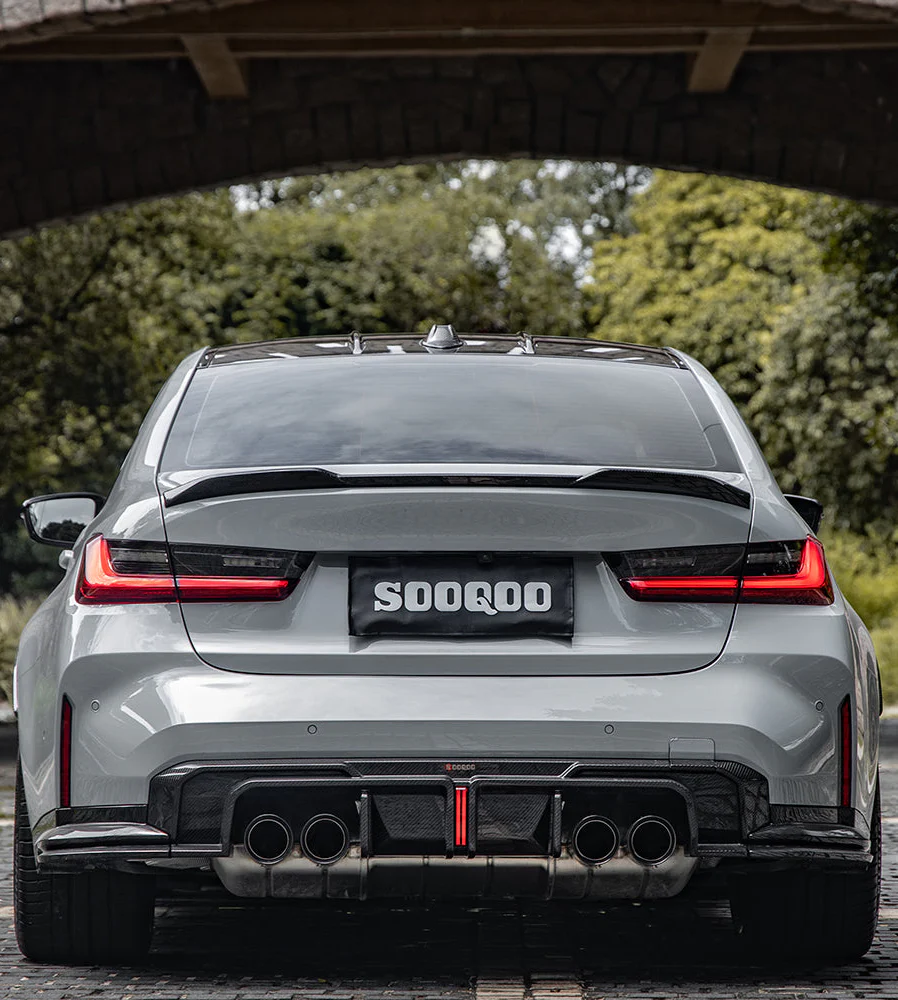 SOOQOO USA With Light Rear Diffuser & Canards for BMW M3/C/CS G80 G81 & M4/C/CS/CSL G82 G83 Carbon Fiber