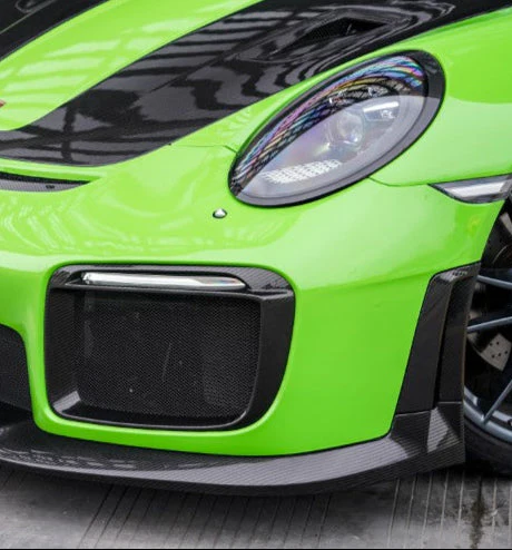 DuPont Tech DRL Fog Light Surround Trim for GT2RS Conversion Style Front Bumper Dry Pre-preg Carbon Fiber