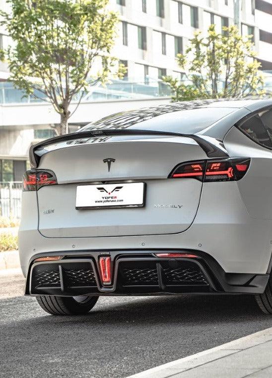 Yofer USA Loong Flames Rear Spoiler Wing for Tesla Model Y / Performance 2020-2025 Carbon Fiber