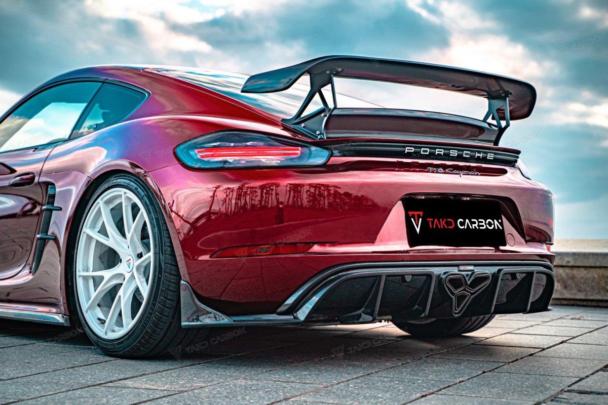 TAKD Carbon V2 Rear Wing for Porsche 718 Cayman / GTS 2017-ON 	2 Door Carbon Fiber