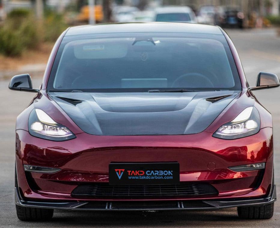 TAKD Carbon Front Lip for Tesla Model 3 2017-2023 Pre-preg Carbon Fiber