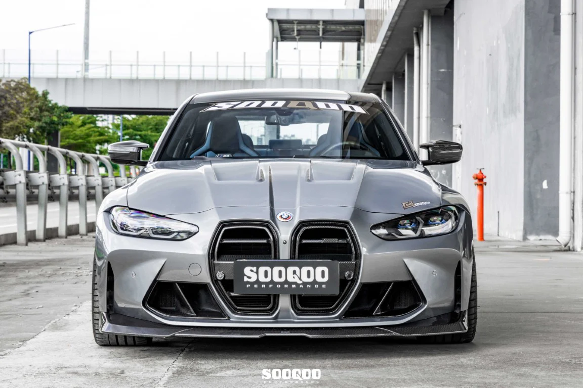 SOOQOO USA B Style Front Lip for BMW M3/C/CS G80 G81 & M4/C/CS G82 G83 2021-ON Dry Pre-preg Carbon Fiber