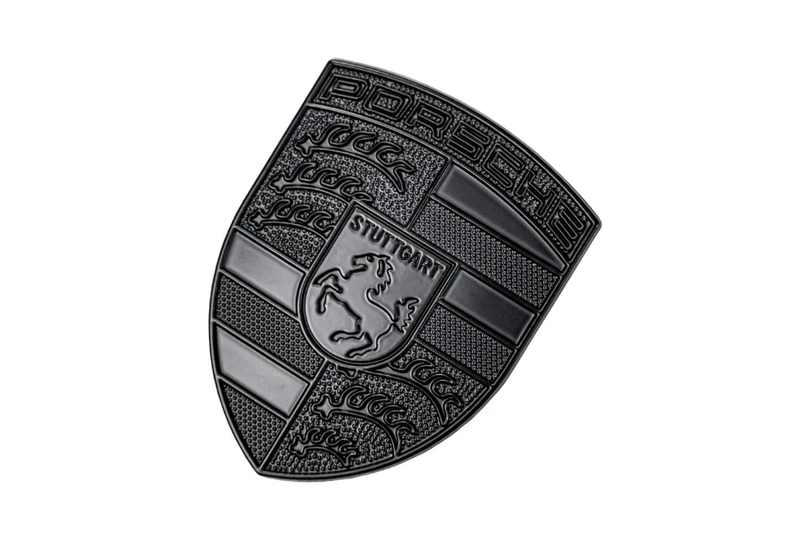 Porsche Crest Emblem Badge - Blacked Out Metal
