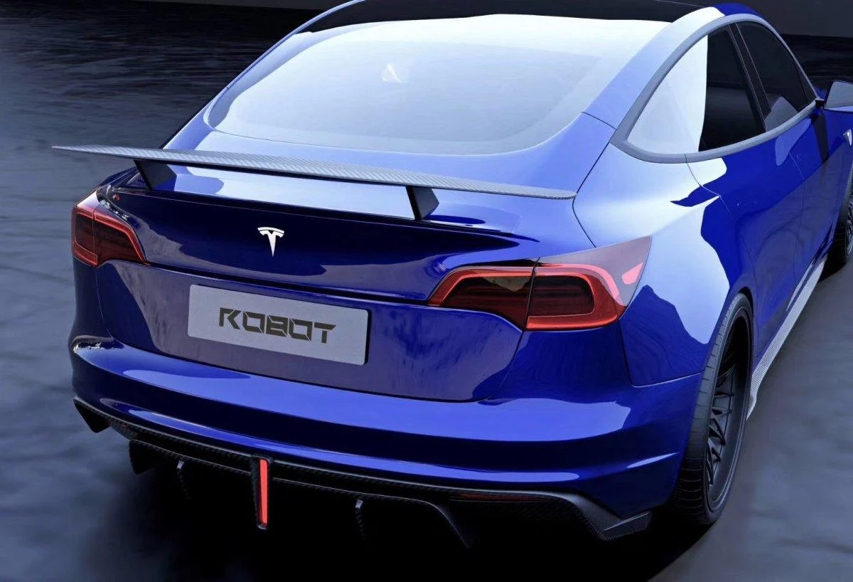 Robot Craftsman Crypton Rear Spoiler Wing for Tesla Model 3 Performance/Base Sedan Carbon Fiber/FRP